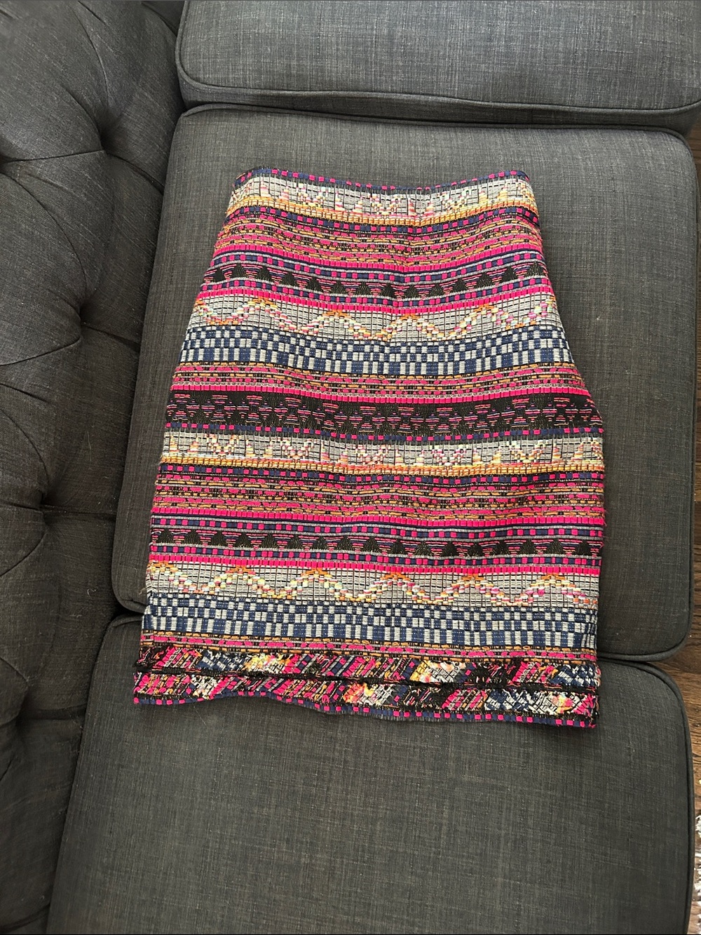 Trina Turk High Rise Rico Skirt Geometric Mini Pink & Black Small